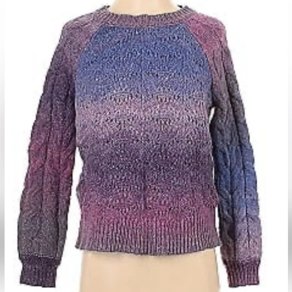 KNOX ROSE women's marled purple/blue ombre wool blend sweater NWT